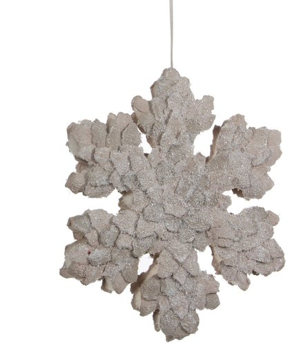 HHCP Sneeuwvlok Kerstornament - Beige met glitters - 5x36