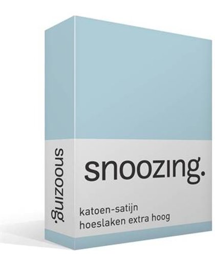 Snoozing - Katoen-satijn - Hoeslaken - Eenpersoons - Extra Hoog - 90x220 cm - Hemel