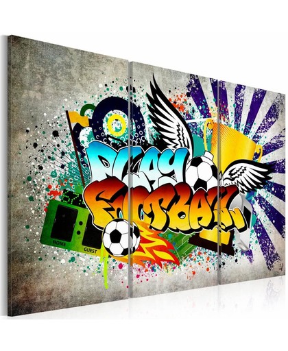 Schilderij - Football fever, Voetballen Graffiti