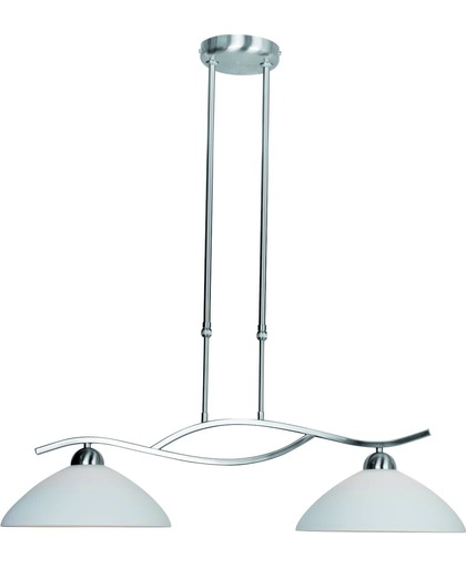 Steinhauer Capri - Hanglamp - 2 lichts - Staal - Wit albast glas