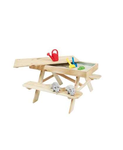 Outdoor Life kinderpicknicktafel met zandbak - blank - 55x96x94