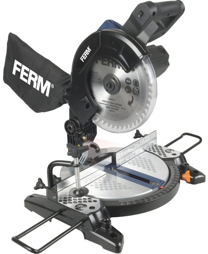 FERM MSM1037 Afkortzaag - 1300W - Ø210mm - Aluminium voetplaat - Laser - Incl. Kwalitatief 48T TCT zaagblad, zijsteunen en Stofopvangzak