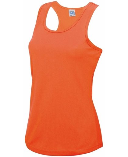 Neon oranje sport singlet voor dames S (36) - sport hemdje