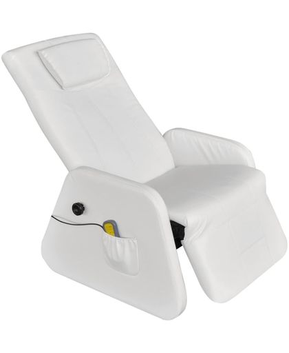 vidaXL Massagestoel fauteuil wit elektrisch kunstleer