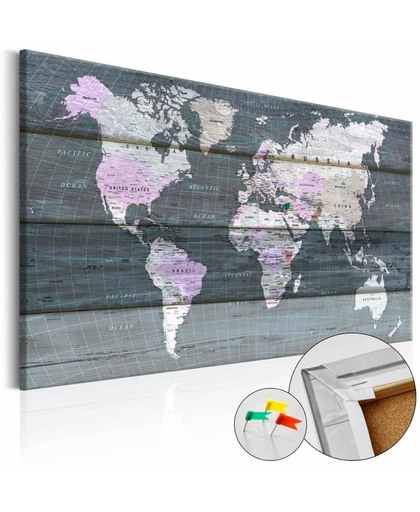 Afbeelding op kurk - De wereld op planken, wereldkaart