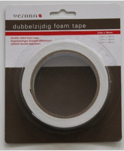 Foam tape - 2,6m x 18mm - afplaktape - plakband