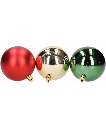 Kerst rood/groene kerstballen mix Traditional Christmas 6 stuks