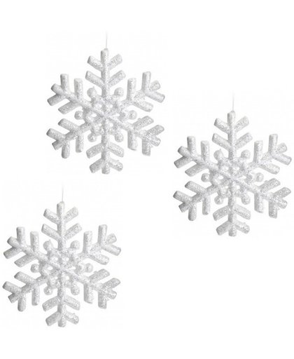 Glitter sneeuwvlok 6 stuks 20 cm