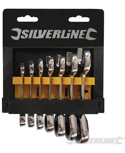 Silverline 7-delige korte steek-ringratelsleutel set 8 - 19 mm