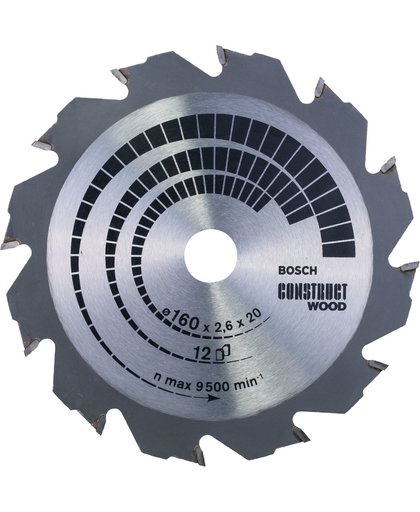 Bosch - Cirkelzaagblad Construct Wood 160 x 20/16 x 2,6 mm, 12