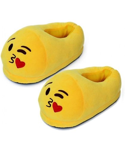 Emoticon sloffen kusje voor dames 39/40 - smiley pantoffels