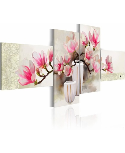 Handgeschilderd schilderij - Geur van magnolia  100x45