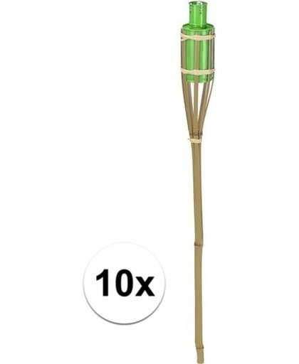 10x Bamboe tuinfakkel groen - 65 cm - fakkels