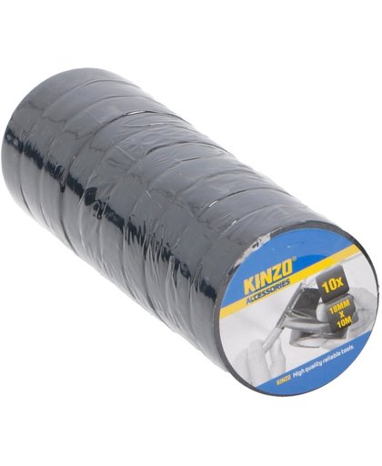 10 rollen isolatie tape - 18 mm x 10 meter - Isolerende tape zwart