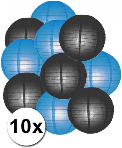 Lampionnen pakket blauw en zwart 10x
