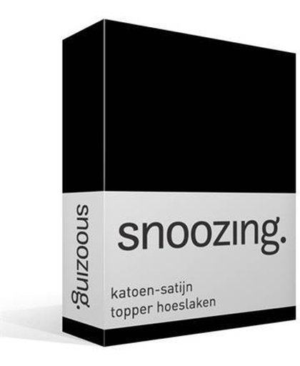 Snoozing - Katoen-satijn - Topper - Hoeslaken - Eenpersoons - 90x220 cm - Zwart