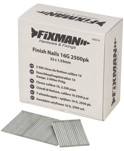 Fixman T-Afwerknagels / Spijkers 16 G, 2500 Stuks 32 X 1,55 Mm
