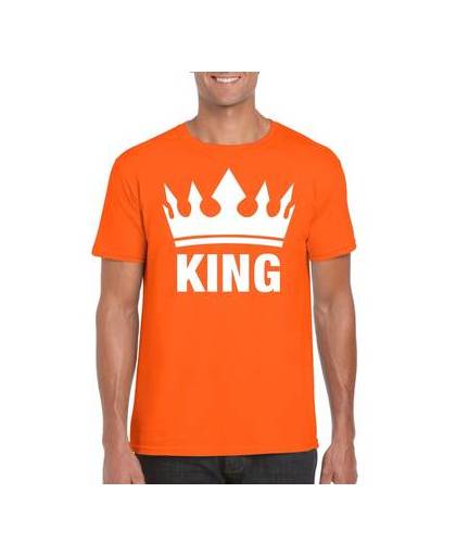 Oranje koningsdag king shirt met kroon heren m