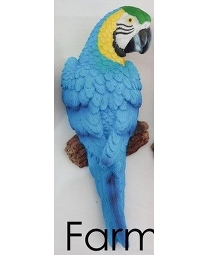 Dierenbeelden Ara papegaai blauwe vogel - Decoratie beeldje vogel blauw 16 cm