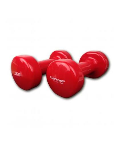 Tunturi vinyl dumbbells set 3.0 kg rood - pair