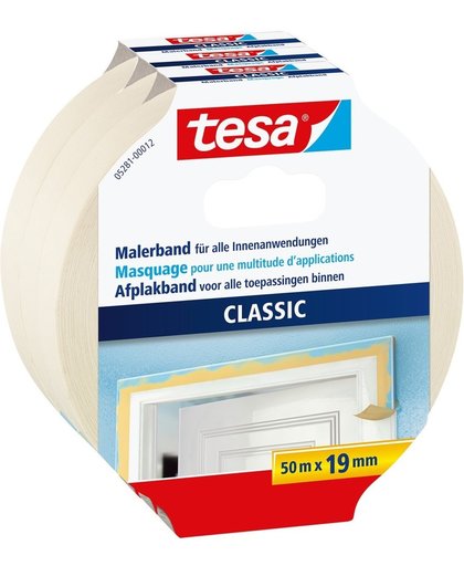 Tesa Premium Classic afplakband 50 m x 19 mm 3 stuks
