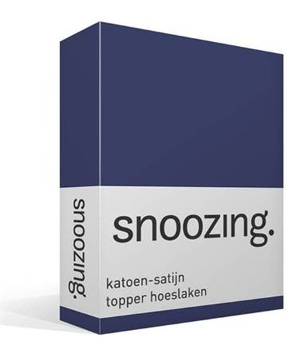 Snoozing - Katoen-satijn - Topper - Hoeslaken - Eenpersoons - 90x220 cm - Navy