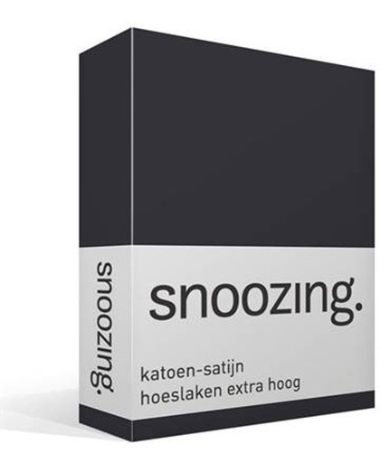 Snoozing - Katoen-satijn - Hoeslaken - Extra Hoog - Eenpersoons - 90x220 cm - Antraciet