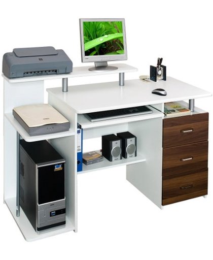 hjh office Stella - Bureau - Computertafel - Wit / walnoot