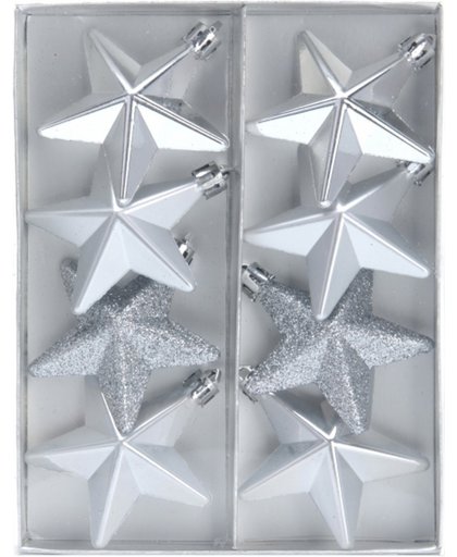 Kerstballen ster zilver 6,5 cm - zilveren kerstboomversiering