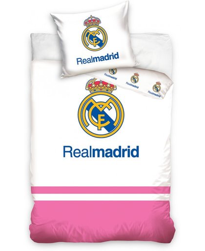 Carbotex Dekbedovertrek Real Madrid Logo Wit/roze100 X 135 Cm
