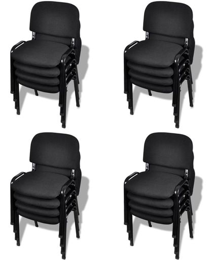 vidaXL Stapelbare kantoorstoelen 16 stuks stof zwart