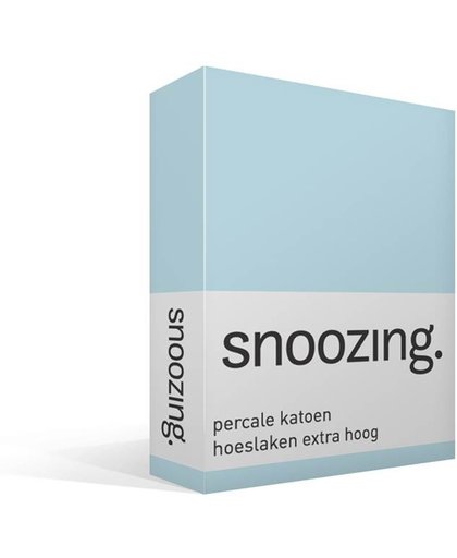 Snoozing - Hoeslaken - Extra hoog - Percale katoen - Eenpersoons - 90x220 cm - Percale katoen - Hemel