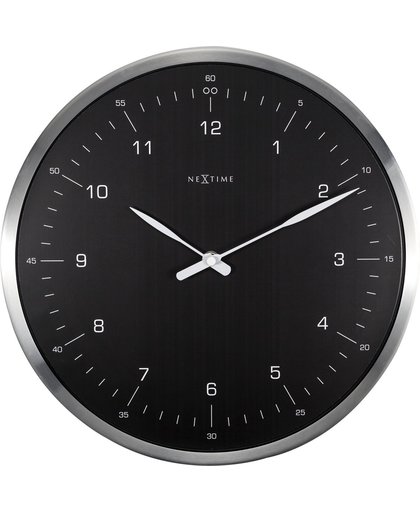 NeXtime 60 Minutes - Wandklok - Rond - Metaal en Gebold Glas - Stil uurwerk - Ø 33 cm - Zwart
