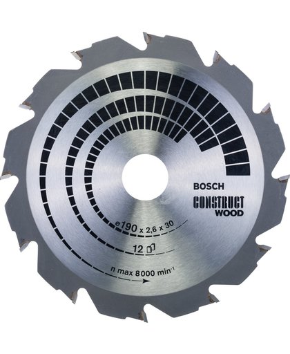 Bosch Cirkelzaagblad Construct Wood 190 x 30 x 2,6 mm - 12 tanden