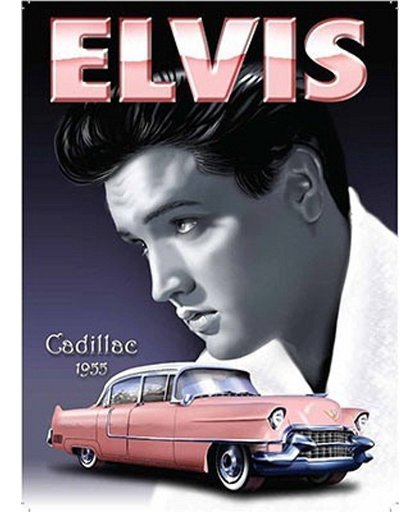 Grote muurplaat Elvis Cadillac 30x40cm