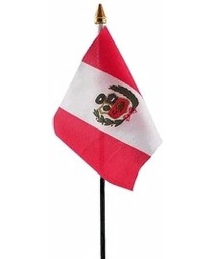Peru mini vlaggetje op stok 10 x 15 cm