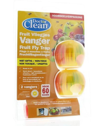 Dokter clean - Fruitvliegjes - 2 stuks - Dr Clean-Doctor- Clean Fruitvliegjes -  Fruitvliegjesvanger- Fruitvliegval-Fruitvlieg val-Fruitvliegjes vanger-Fruitvliegje-Fruitvliegjes bestrijden-Fruitvliegjesval-last van Fruitvliegjes
