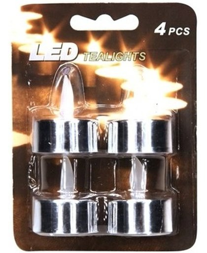 Waxinelichtjes zilver electrisch 4 stuks