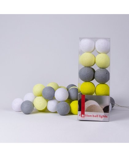 Cotton Ball Lights Lichtslinger Yellow Grey – 35 Cotton Balls – Geel / Grijs