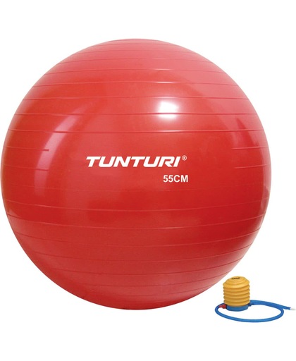Tunturi Fitnessbal- Gymball - Swiss ball - Ø 55 cm - Inclusief pomp - Rood