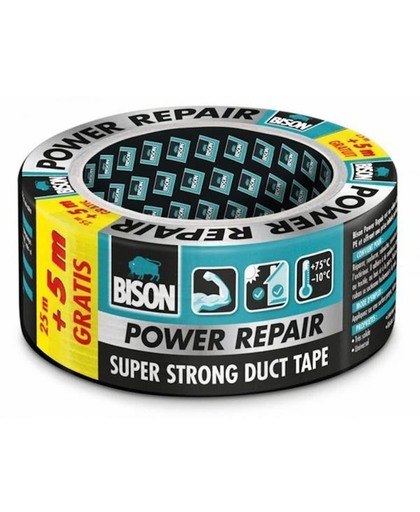 Bison Power repair tape grijs rol 25 +5