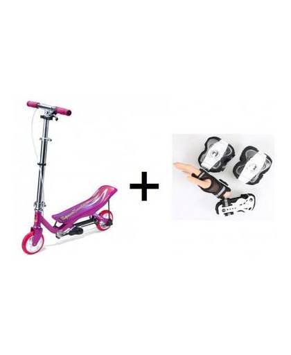 Space scooter junior roze + gratis beschermset