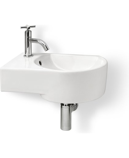 Differnz Appollo Fontein Toilet Links - Set - Fontein 41 x 27 cm inclusief fonteinkraan en sifon - Keramiek - Wit
