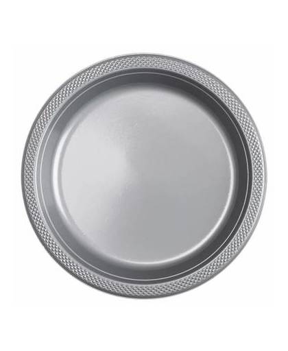 Zilveren borden plastic 23cm 10 stuks