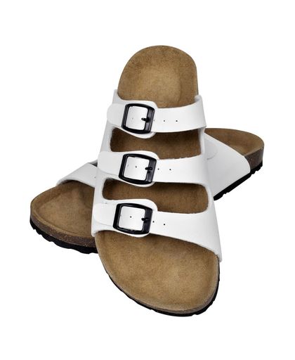 Sandalen met 3 bandjes met gesp maat 36 (wit) (unisex)