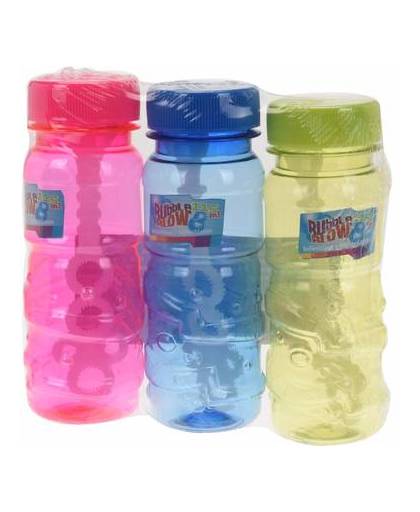 Gekleurde bellenblaas flesjes 3 stuks 115ml roze/blauw/geel