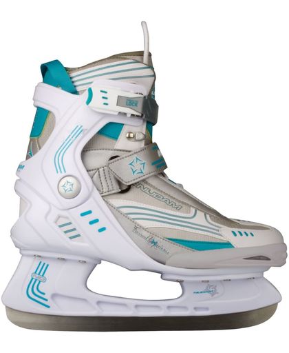 Nijdam 3353 Ijshockeyschaats - Semi-Softboot - Wit/Turquoise - Maat 36