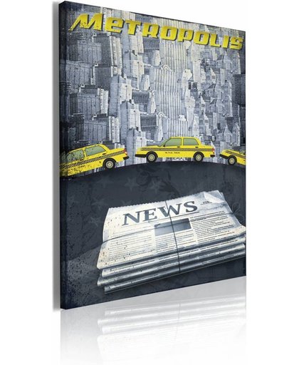 Schilderij - Metropolis news 60x40cm