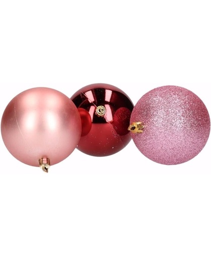 Kerst roze/bordeaux kerstballen mix Sensual Christmas 9 stuks
