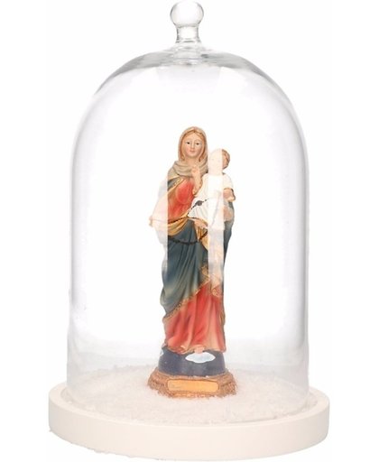Kerst woondecoratie stolp met Maria beeldje